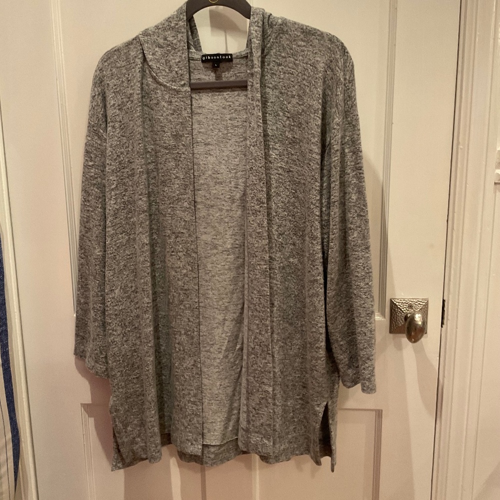 Gibson Look Grey Comfy hooded Cardigan, L